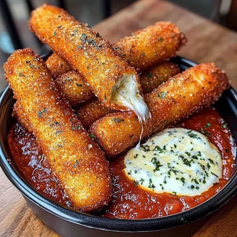 Crispy Mozzarella Sticks With Marinara Sauce & Creamy Dip