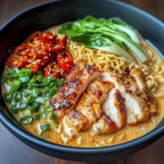 Fiery Chicken Ramen With Creamy Garlic Sauce