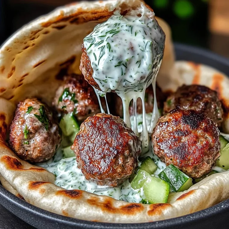Greek Meatball Pitas With Cucumber Yogurt Sauce