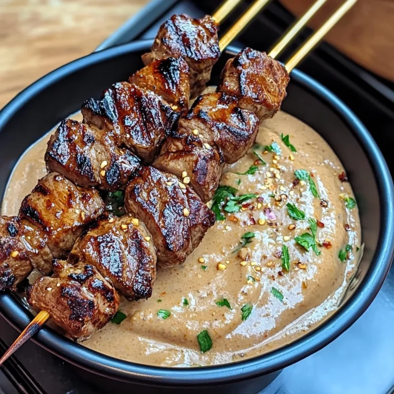 Grilled Beef Skewers With Creamy Peanut Sauce