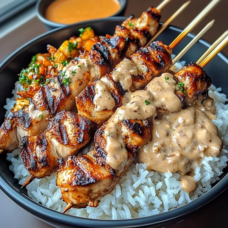 Grilled Chicken Skewers With Coconut Rice & Peanut Sauce