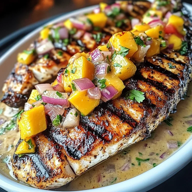 Grilled Fish With Mango Salsa & Creamy Sauce