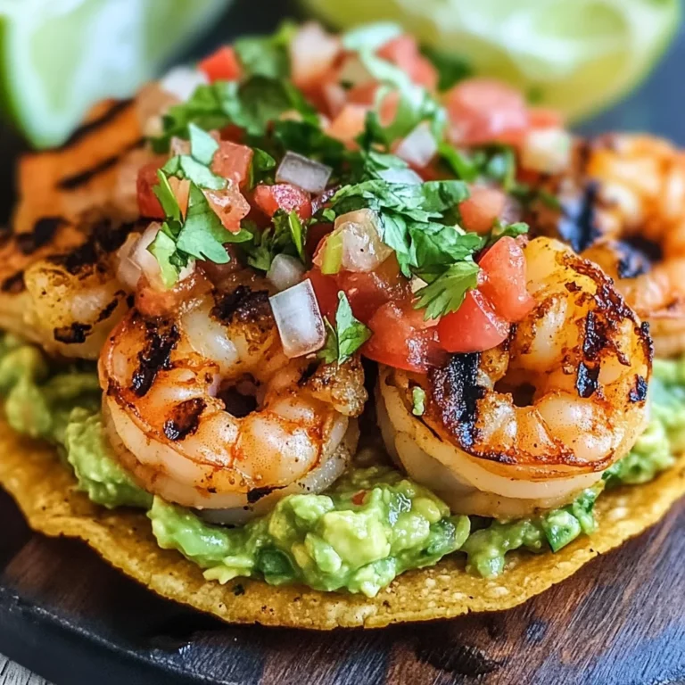 Grilled Shrimp Tostadas with Guacamole & Pico de Gallo