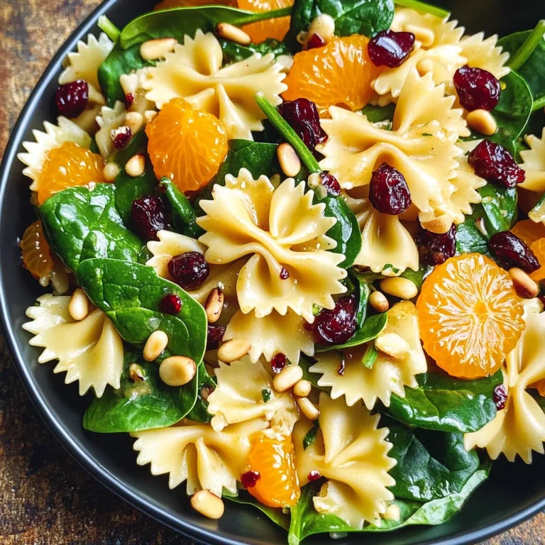 Mandarin Pasta Spinach Salad with Teriyaki Dressing