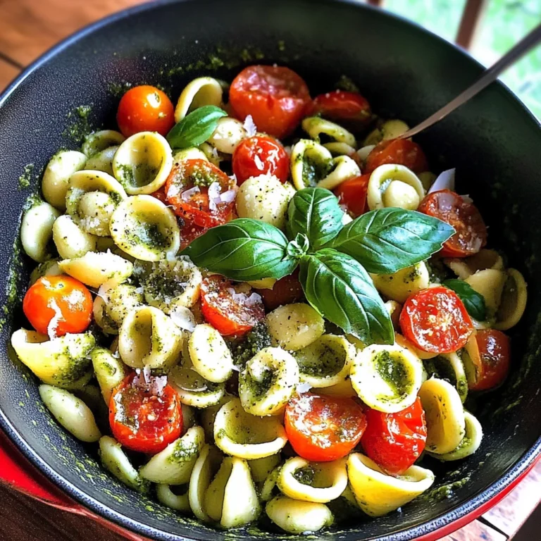 Orecchiette with Cherry Tomatoes, Mozzarella & Basil Pesto