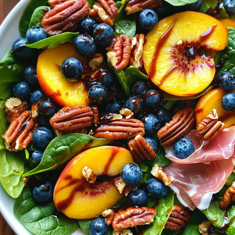 Peach Blueberry Spinach Salad