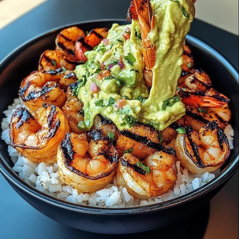 Shrimp Bowl With Avocado Guacamole & Creamy Sauce