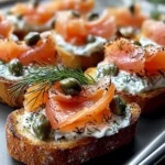 Smoked Salmon Crostini With Dill Cream Cheese Spread