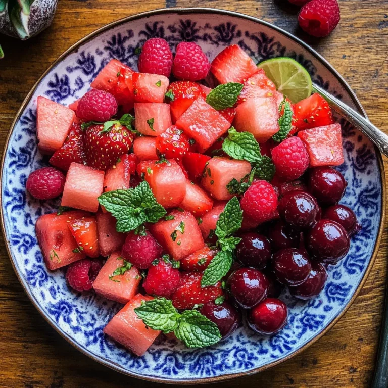 Watermelon Fruit Salad with Lime Mint Dressing