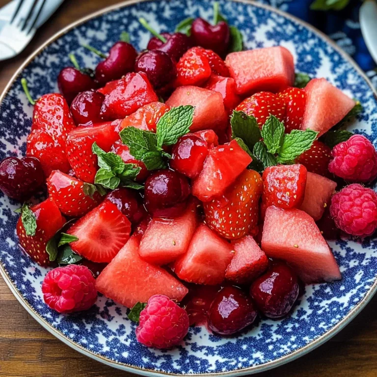 Watermelon Fruit Salad with Lime Mint Dressing