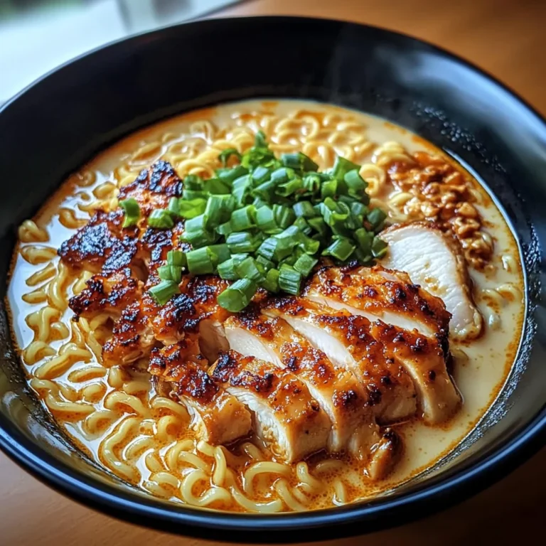 Fiery Chicken Ramen with Creamy Garlic Sauce