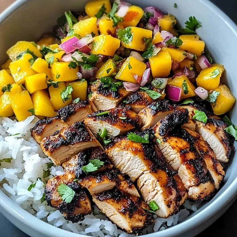 Jerk Chicken Bowls with Mango Salsa and Coconut Rice