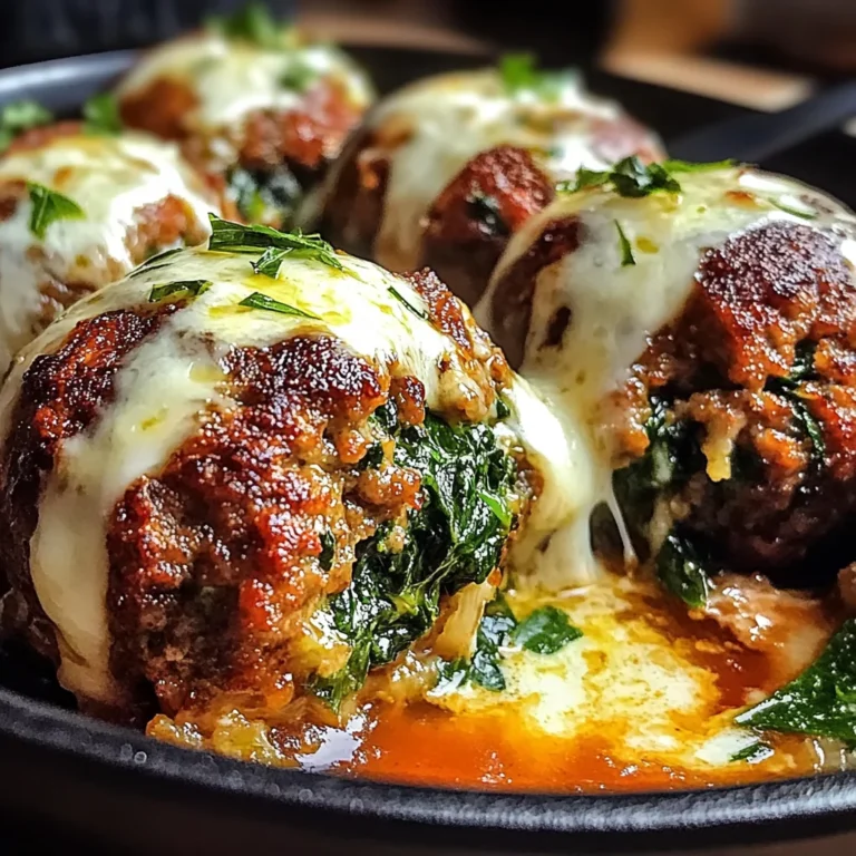 Spinach Garlic Meatballs Stuffed with Mozzarella