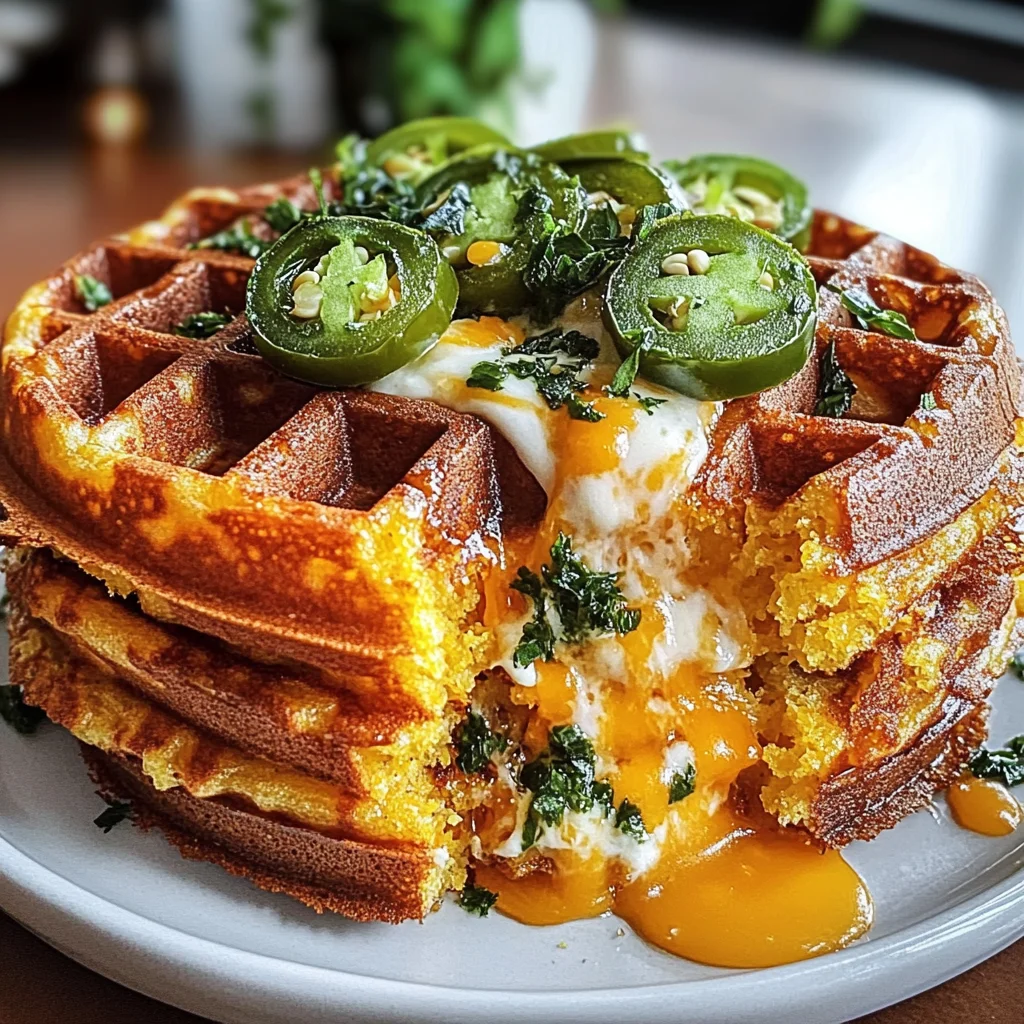 Cheddar Jalapeño Cornbread Waffles