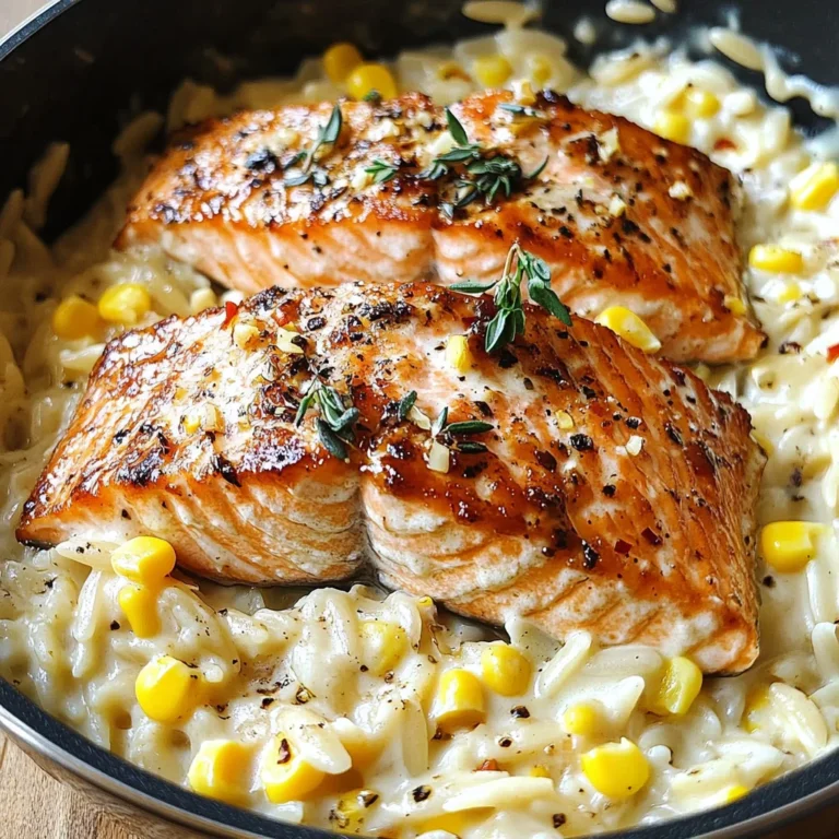 Creamed Corn Orzo with Salmon