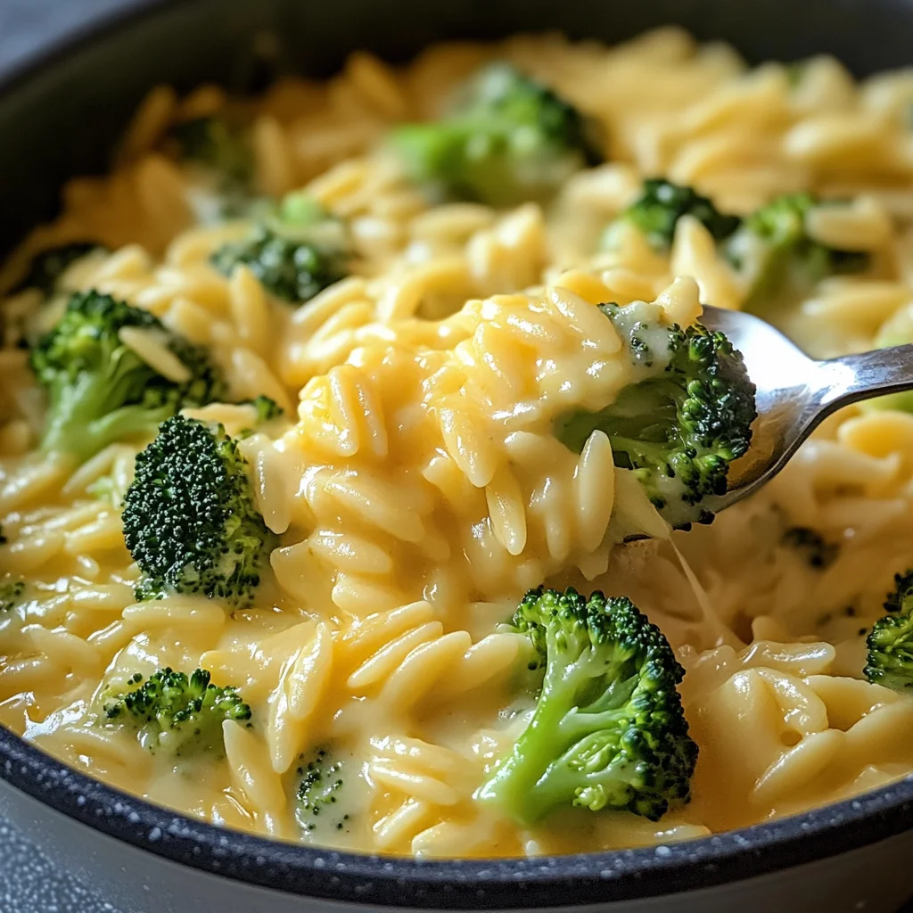 Creamy One-Pot Broccoli Cheddar Orzo