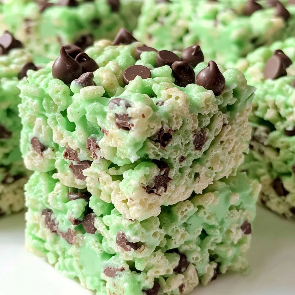 Mint Chocolate Chip Rice Krispie Treats