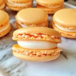 Peach Macarons with Fresh Peaches and Cream