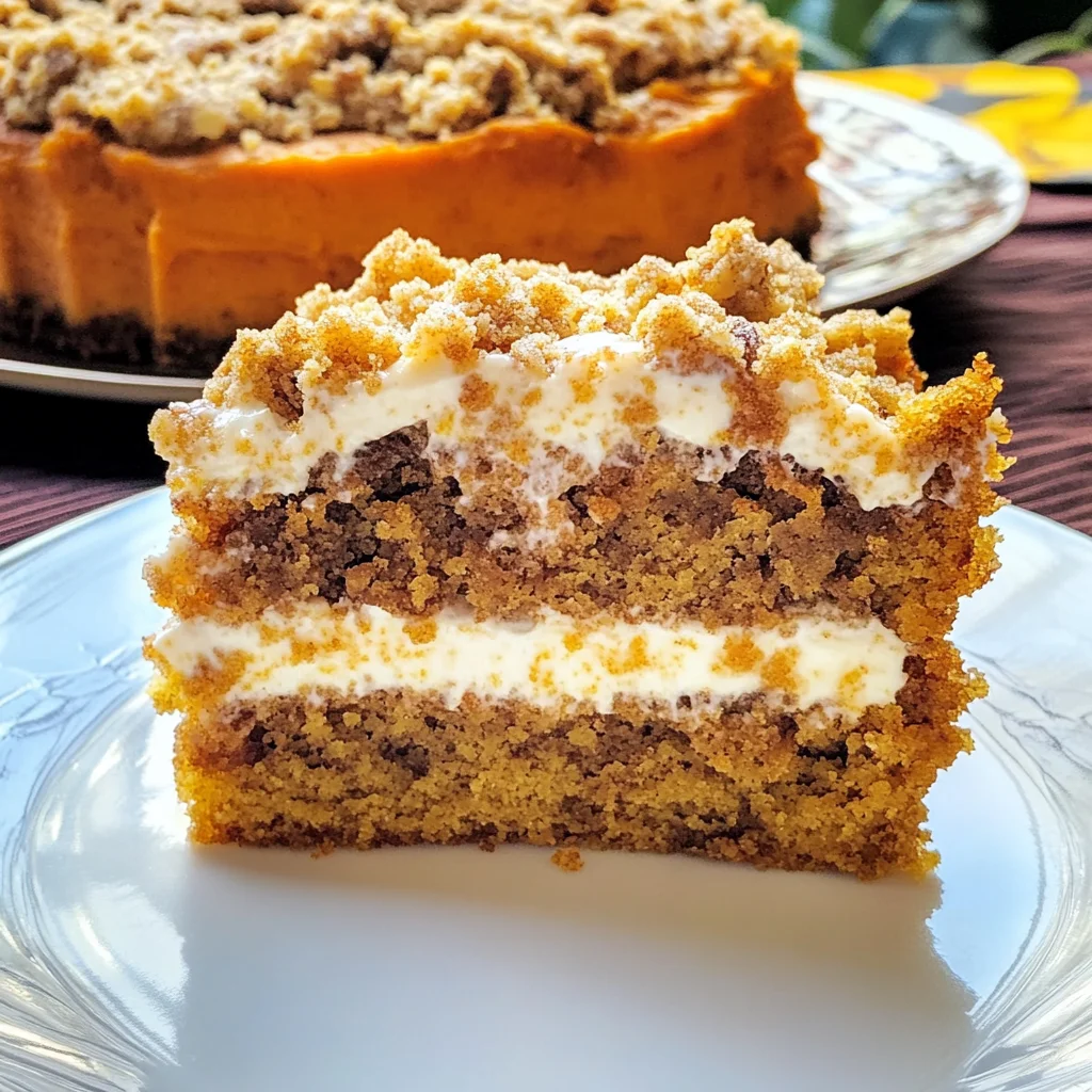 Pumpkin Cake with Cream Cheese and Streusel Topping