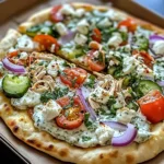 pizza topped with tzatziki sauce