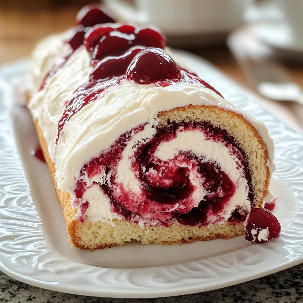 Heavenly Cherry Cheesecake Cake Roll Recipe