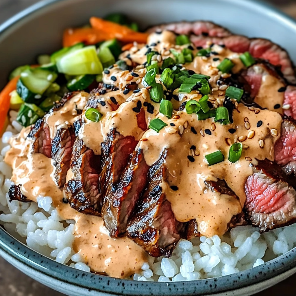 Korean BBQ Steak Rice Bowls with Spicy Cream Sauce: An Incredible Ultimate Recipe