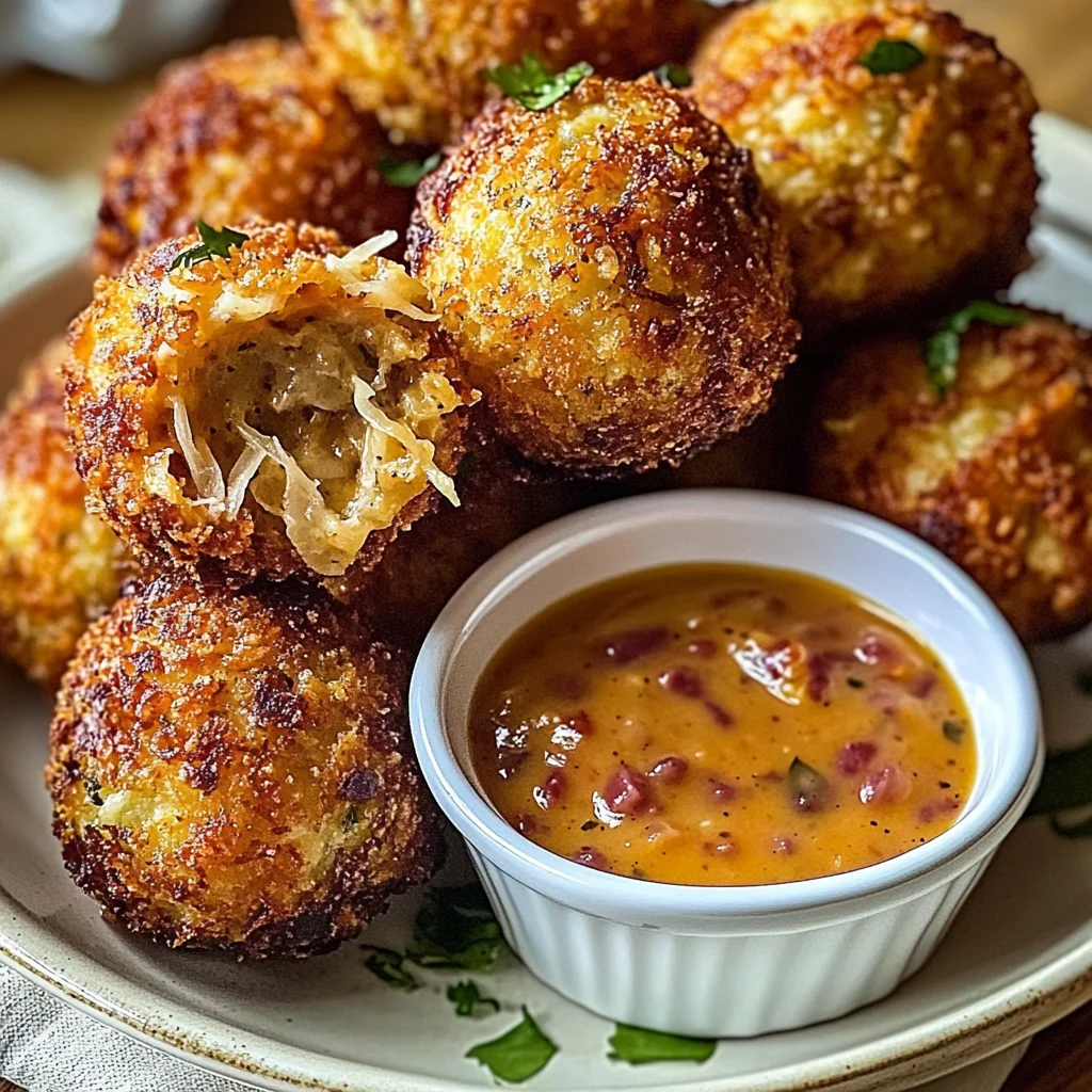 Reuben Balls with Spicy Thousand Island Dipping Sauce