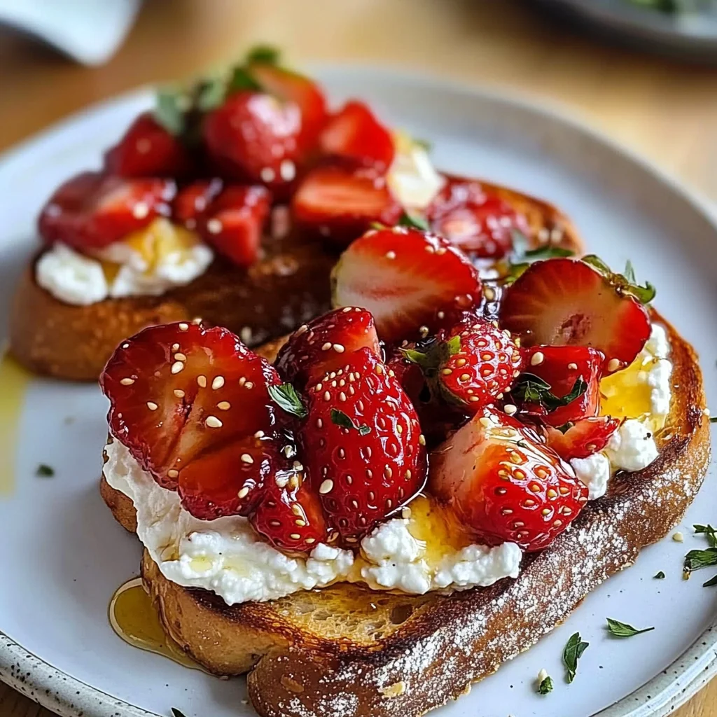 Roasted Strawberry Whipped Ricotta Toast