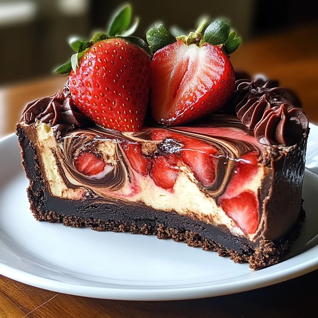 Chocolate Strawberry Swirl Cheesecake