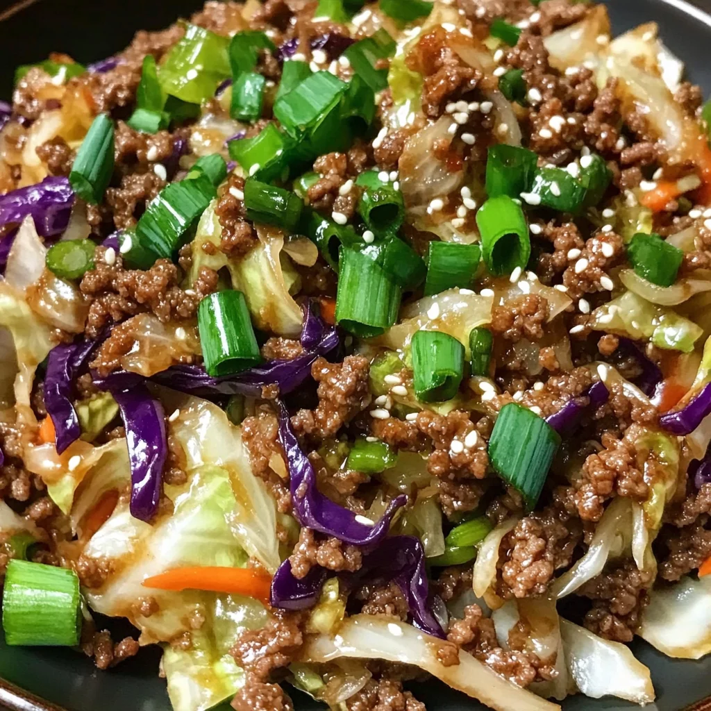 Low-Carb Mongolian Ground Beef and Cabbage