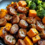 Sheet Pan Sausage and Sweet Potatoes with Honey Garlic Sauce