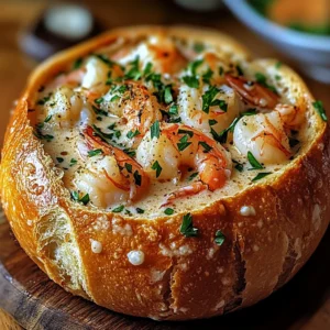 Stuffed Seafood Soup Bread Bowl