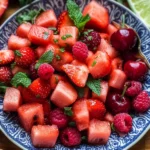 Watermelon Fruit Salad with Lime Mint Dressing
