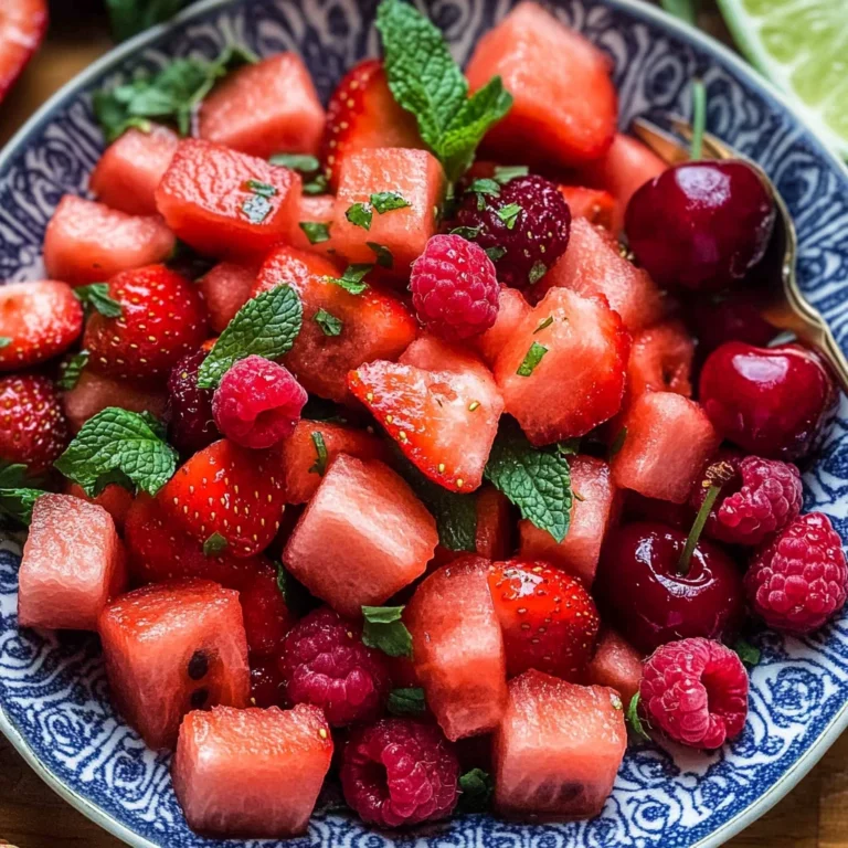 Watermelon Fruit Salad with Lime Mint Dressing