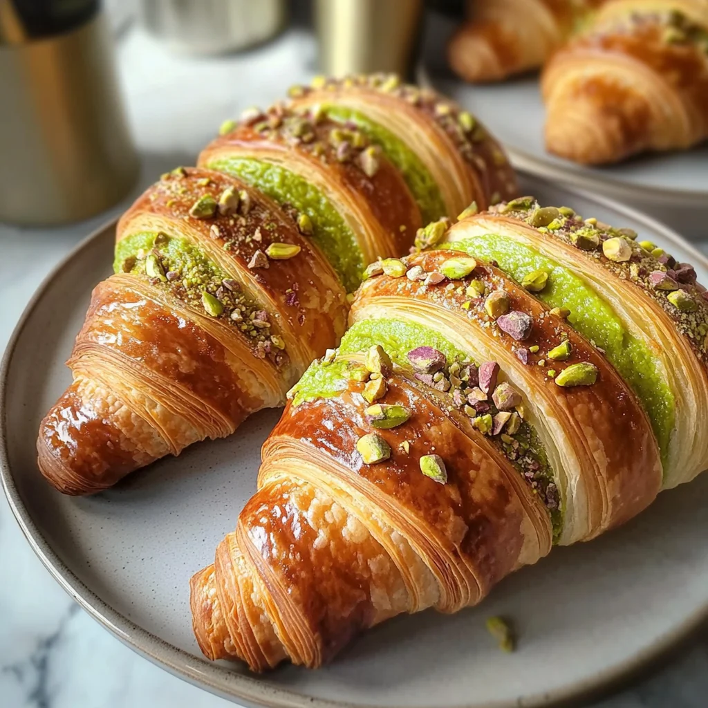 Golden Pistachio Croissants - flirtyfood