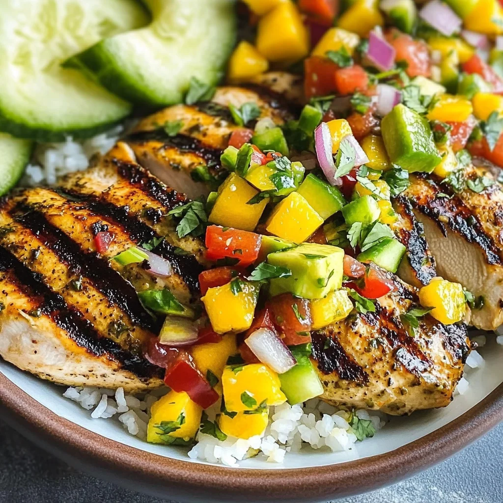 Grilled Cilantro Lime Chicken and Mango Salsa
