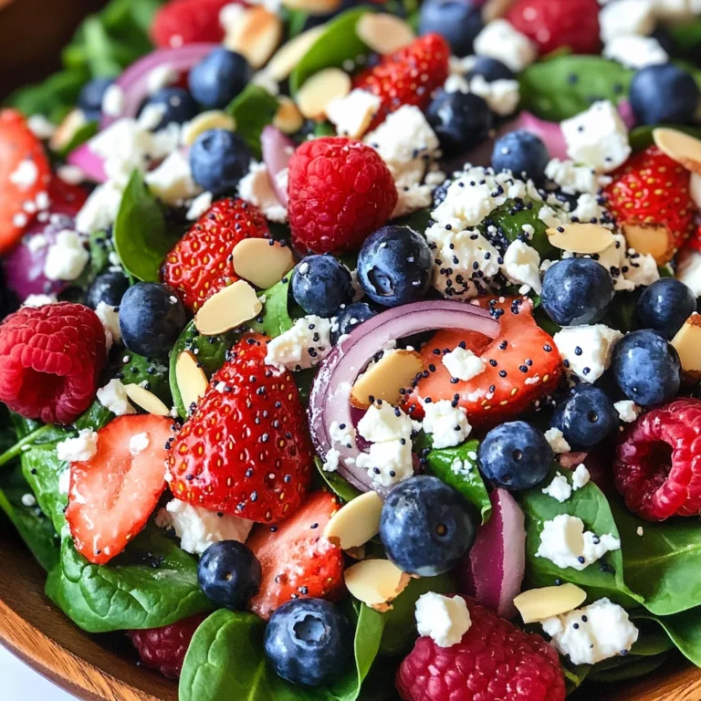Spinach Berry Salad with Sweet Poppy Seed Dressing